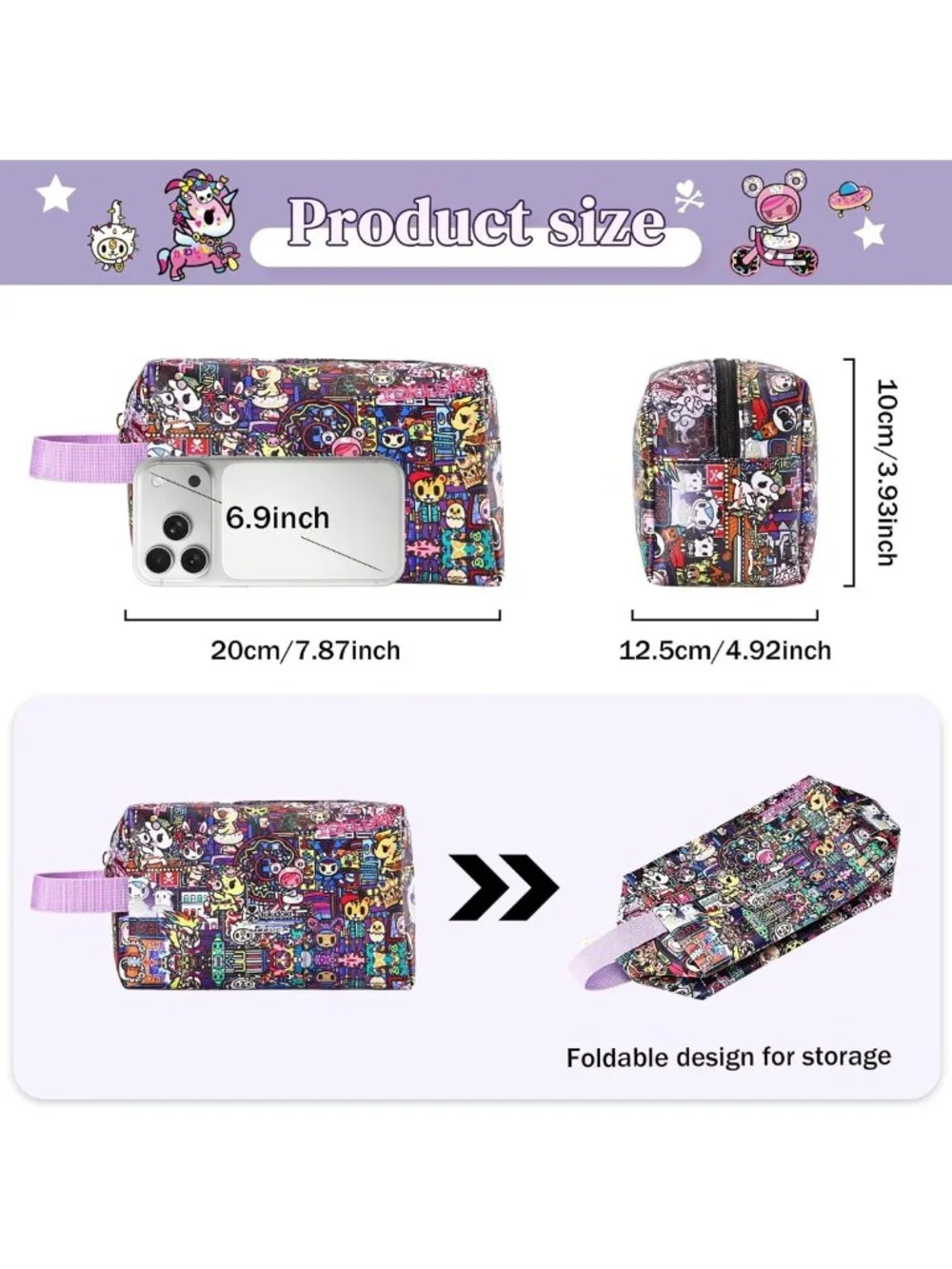 Compact Waterproof Makeup Bag | Travel Toiletry Organizer with Carry Handle